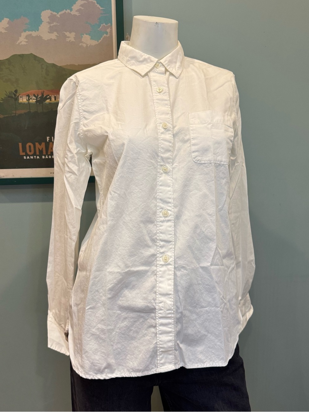 Muji White Long-Sleeve Button-Up Blouse